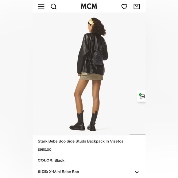 MCM AUTHENTIC Stark Bebe Boo Side Studs Backpack In Visetos Black - Picture 2 of 14